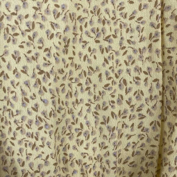 Frank And Oak Size Large Yellow Floral Faux Wrap Long Sleeve Blouse Ditsy Boho - Picture 8 of 11